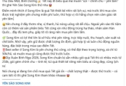 Yến Sào Song Kim Tự Hào Được Fanpage Uy Tín Bình Dương 24h Giới Thiệu