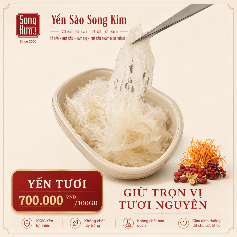 Yến Tươi Làm Sạch Nguyên Chất (100gr) - Yến Sào Song Kim