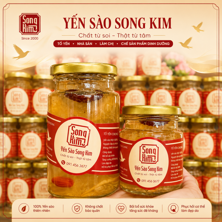 Yến Chưng Tươi Handmade (Hũ 140ml) - Yến Sào Song Kim