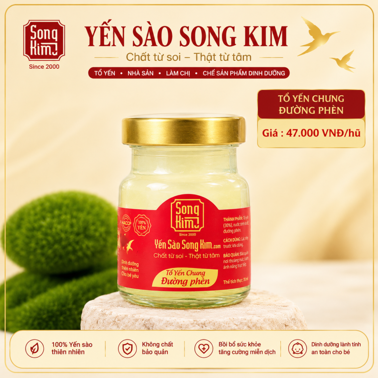 Tổ Yến Chưng Vị Đường Phèn Truyền Thống - Yến Sào Song Kim
