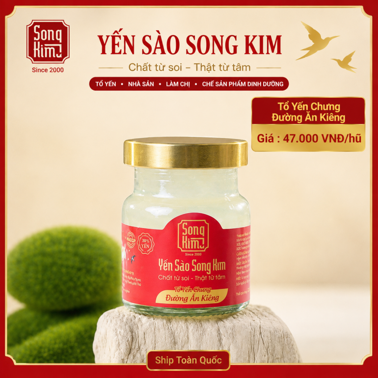 Tổ Yến Chưng Đường Ăn Kiêng Cao Cấp - Yến Sào Song Kim