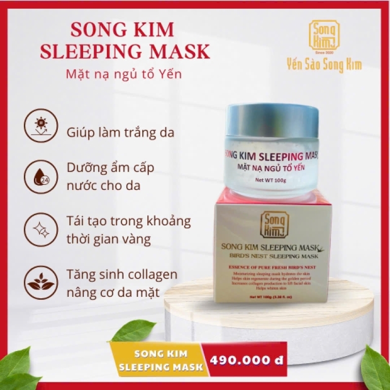 Mặt Nạ Ngủ Tổ Yến Dưỡng Ẩm Song Kim 100g