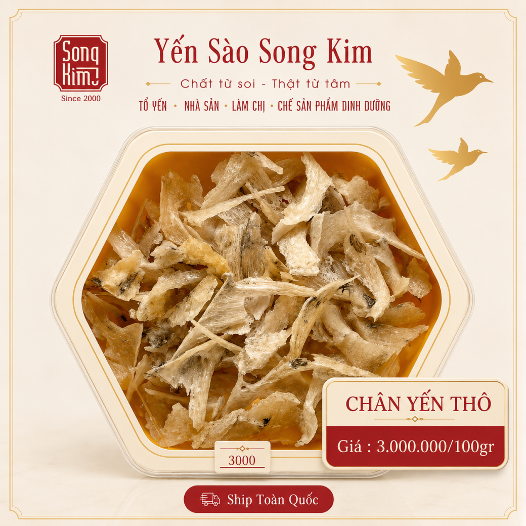 Chân Yến Thô Loại 1 Già Sợi (100g) - Yến Sào Song Kim