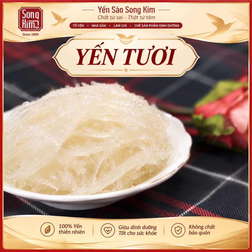 Yến Tươi Làm Sạch Nguyên Chất (100gr) - Yến Sào Song Kim
