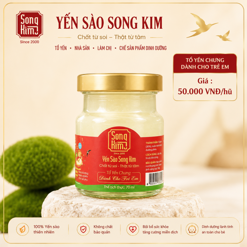 Tổ Yến Chưng Trẻ Em Cao Cấp (Hũ 70ml) - Yến Sào Song Kim
