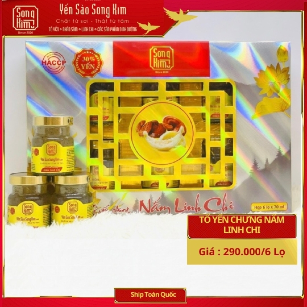Xách Yến Chưng Nấm Linh Chi  - 6 Hủ