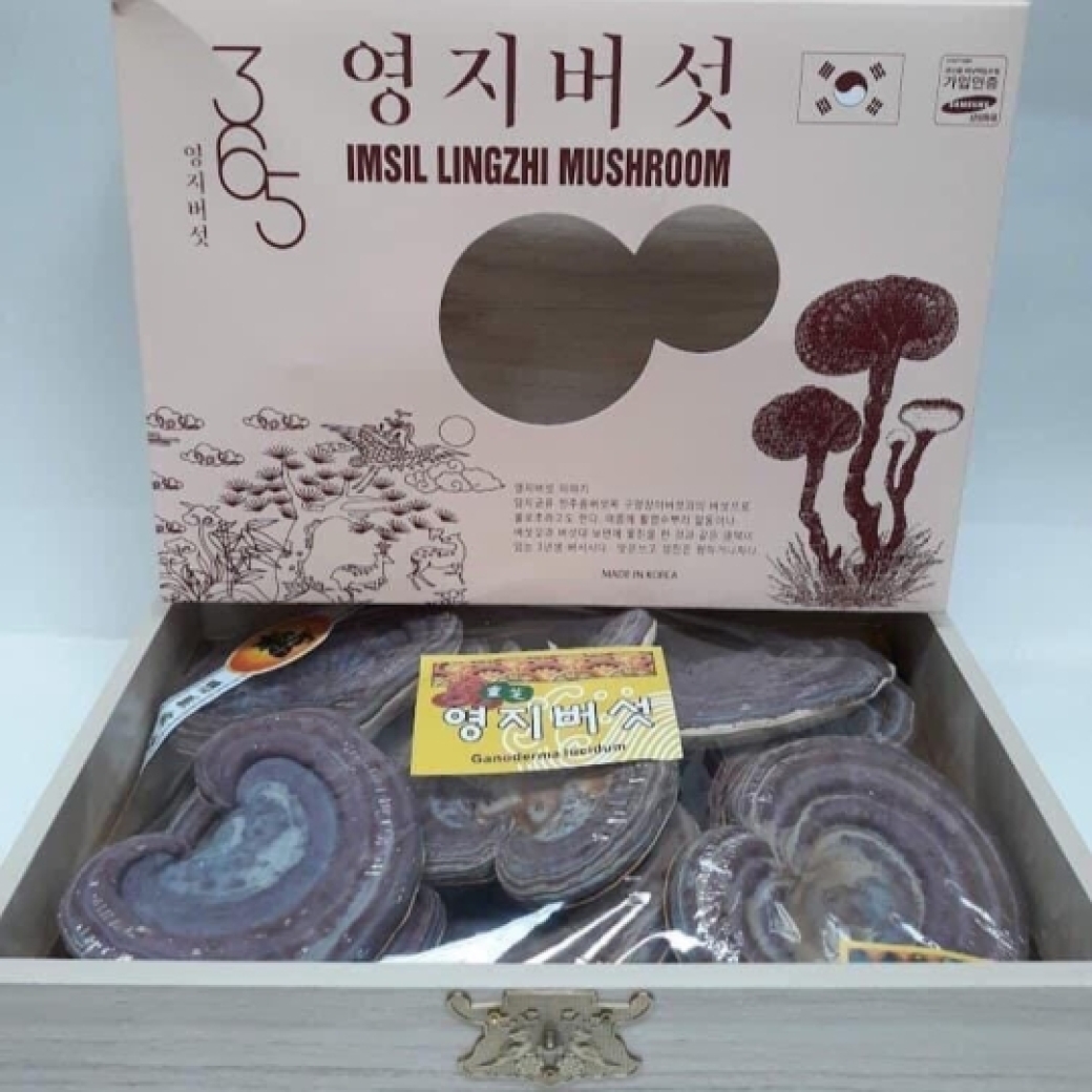 Nấm Linh Chi Tím IMSIL LINGZHI MUSHROOM Hộp Gỗ 1kg Hàn Quốc